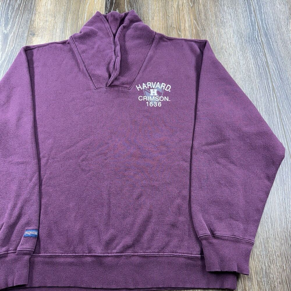Vintage Harvard Sweatshirt Mens L Maroon University Student Crimson Y2K Sweater